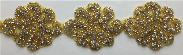 RHS-TRM-1198-GOLD.  RHINESTONE LACE