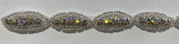 RHS-TRM-1268-AB.  AB CRYSTAL RHINESTONE TRIM - 5/8 INCHES WIDE