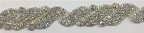 RHS-TRM-1272-AB.  AB CRYSTAL RHINESTONE TRIM - 2 INCHES WIDE