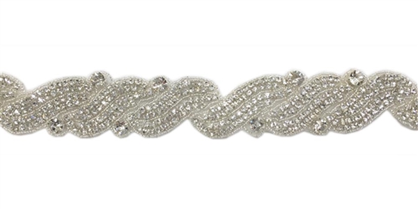 RHS-TRM-1272-SILVER.  CRYSTAL RHINESTONE TRIM - 2 INCHES WIDE