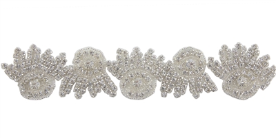RHS-TRM-1273-SILVER.  CRYSTAL RHINESTONE TRIM - 1.75 INCHES WIDE - REPEAT LENGTH 3 INCHES