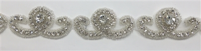 CRYSTAL RHINESTONE TRIM - 1.5 INCHES WIDE - REPEAT LENGTH 2.5 INCHES