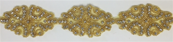 RHS-TRM-1312-GOLD-RHINESTONE TRIM.  2 Inches
