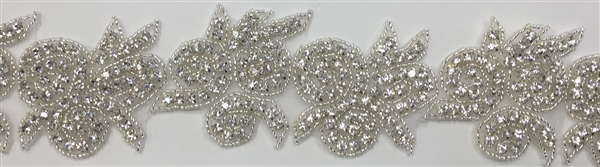 CRYSTAL RHINESTONE TRIM - 2 INCHES WIDE - REPEAT LENGTH 4.5 INCHES