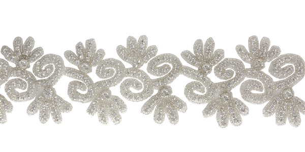 RHS-TRM-1341-SILVER.  CRYSTAL RHINESTONE TRIM - 3 INCHES WIDE