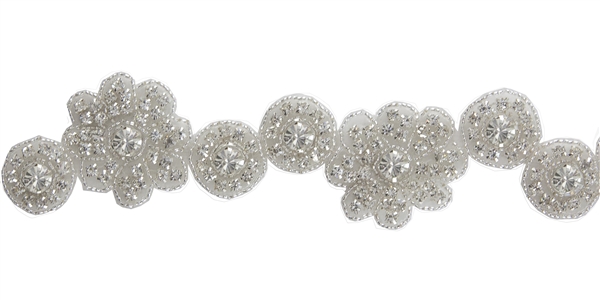 RHS-TRM-1410-SILVER.  CRYSTAL RHINESTONE TRIM - 1.5 INCHES WIDE