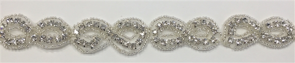 RHS-TRM-1419-SILVER.  CRYSTAL RHINESTONE TRIM - 1 INCHES WIDE
