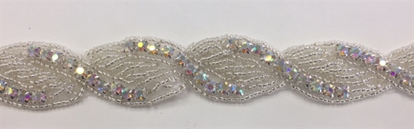 RHS-TRM-1440-AB.  AB CRYSTAL RHINESTONE TRIM - 0.75 INCH WIDE