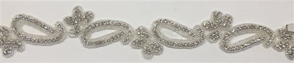 RHS-TRM-1463-SILVER.  Rhinestone Lace - 2 Inch
