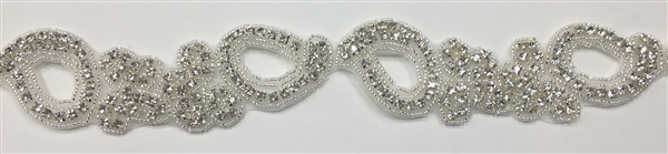 RHS-TRM-1463A-SILVER.  Rhinestone Lace - 2 Inch