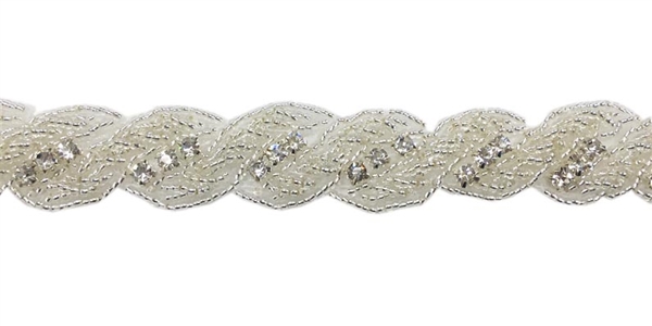 RHS-TRM-1482-SILVER.  CRYSTAL RHINESTONE TRIM - 7/8 INCH WIDE