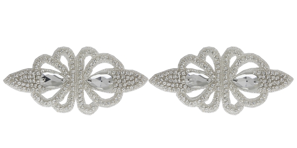 RHS-TRM-1493-SILVER.  CRYSTAL RHINESTONE TRIM - 3 INCHES WIDE - REPEAT LENGTH 6 INCHES