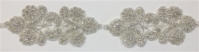 RHS-TRM-1511-SILVER.  CRYSTAL RHINESTONE TRIM - 2.75 INCHES WIDE - REPEAT LENGTH 6.5 INCHES