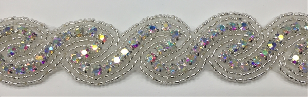 RHS-TRM-1571-AB.  CRYSTAL RHINESTONE TRIM - 1 INCH WIDE
