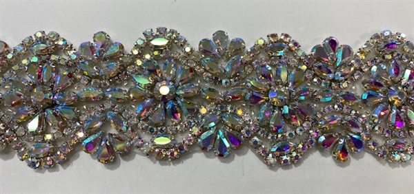 RHS-TRM-1708-AB. AB CRYSTAL HOT-FIX TRIM FOR BRIDAL BELT, SASH, PART GOWNS, AND COSTUMES