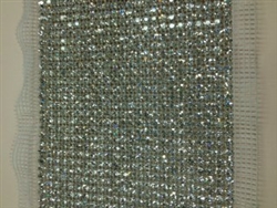24-ROW CLEAR CRYSTAL RHINESTONE TRIM WITH SILVER BACKING - 5 INCH WIDE