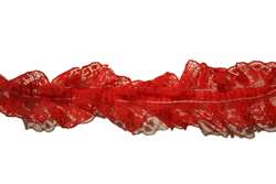RUF-NST-101-RED.  Non-Stretch Ruffle Lace.