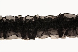 RUF-STR-105-BLACK.  1.5"-wide Stretch Ruffle Lace