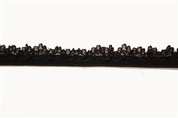RUF-STR-112-BLACK.  1/2"-wide Stretch Ruffle Lace