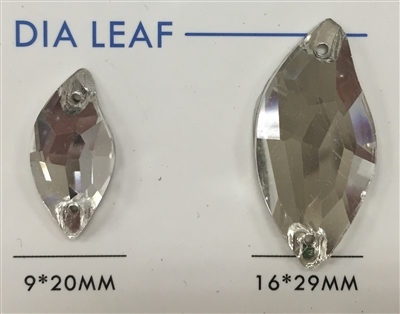 Sew-On Rhinestone, Diamond Leaf