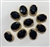 SEWON-ELLIPSE-25x18-BLACKGOLD.  Sew on Ellipse Black Glass Crystal Shape Rhinestones With Gold Claw-Catcher Made of Brass - 25X18 mm - 10 Pieces
