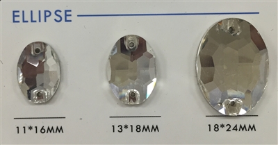 Sew-On Rhinestone, Ellipse