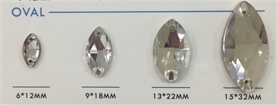 Sew-On Rhinestone, Oval