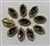 SEWON-OVAL-6X12-GREYGOLD.  Sew on Oval Grey Glass Crystal Shape Rhinestones With Gold Claw-Catcher Made of Brass - 6X12 mm - 10 Pieces