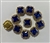 SEWON-SQUARE-8X8-LTSAPPHIREGOL.  Sew on Square Lt. Sapphire Glass Crystal Shape Rhinestones With Gold Claw-Catcher Made of Brass - 8X8 mm - 10 Pieces