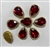 SEWON-TEARDROP-18x25-REDGOLD.  Sew on Tear Drop Red Glass Crystal Shape Rhinestones With Gold Claw-Catcher Made of Brass - 18X25 mm - 10 Pieces