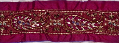 TRM-IND-144.  2.5"-wide Handmade Indian Zari Silk